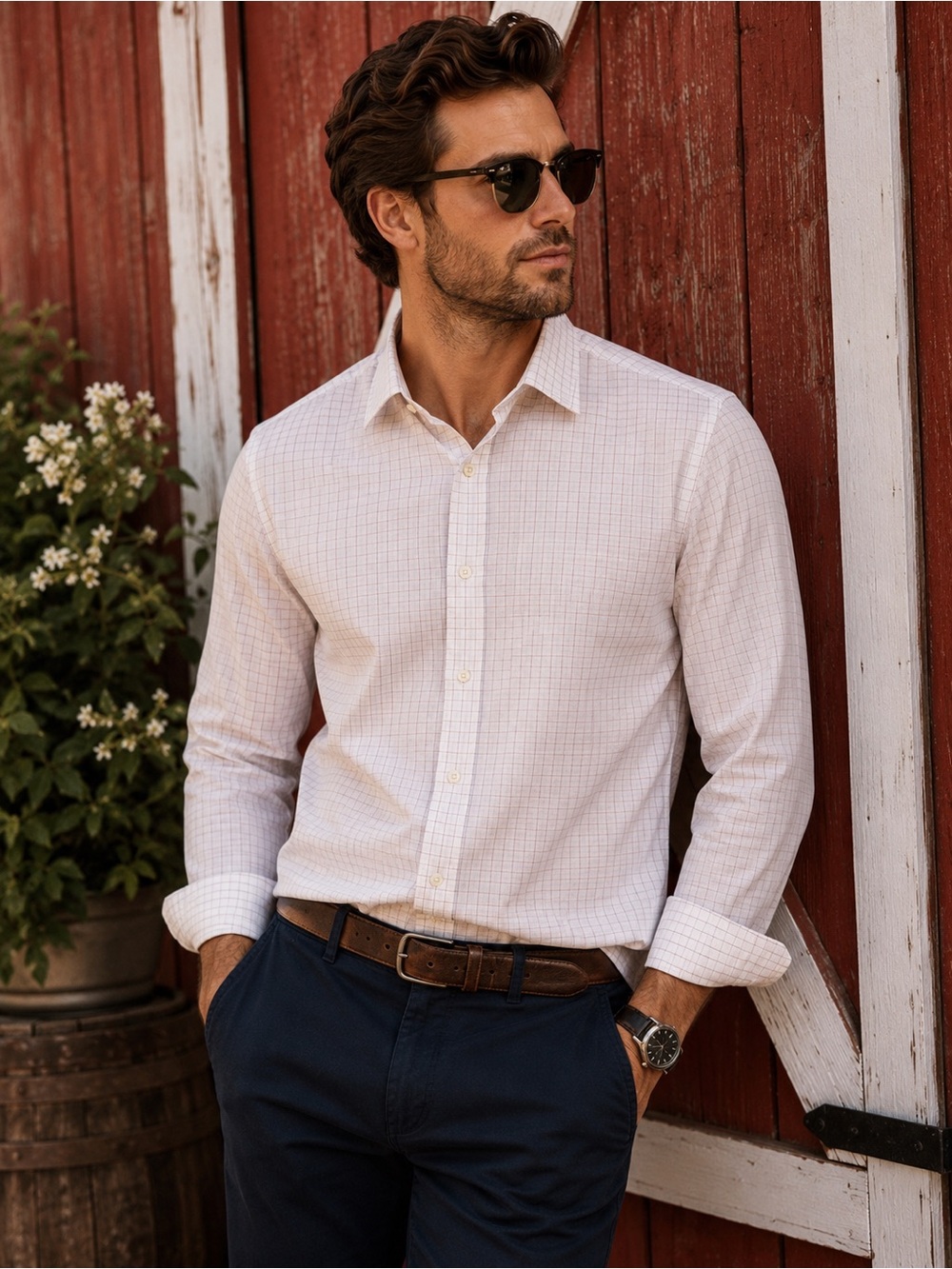 BOSS Hugo Boss Two Ply Luxury Dress Shirt | 16½ / 34-35 (US Large) | White Taupe